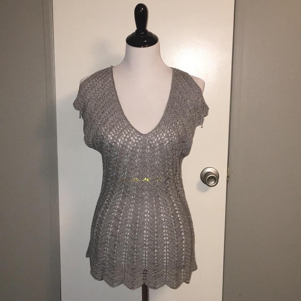 The Limited: Crocheted silver sparkly blouse
